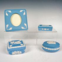 4pc Wedgwood Blue & White Jasperware Dresser Set