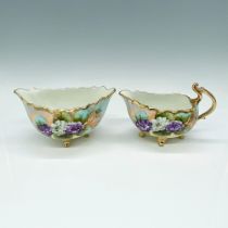 2pc Antique Hand Painted Vienna China, Creamer & Sugar