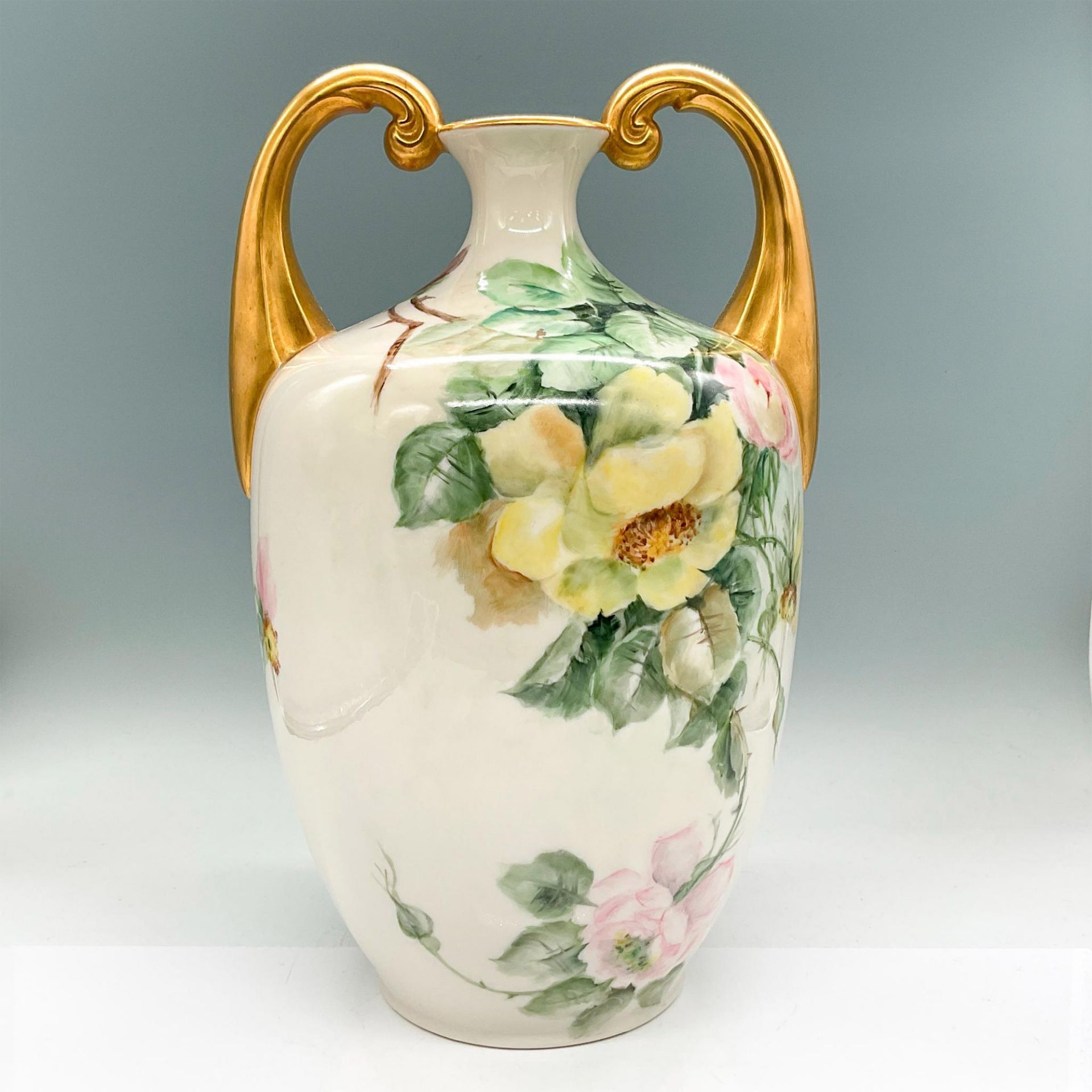 Lenox Belleek Porcelain Amphora Vase, Roses - Bild 2 aus 3