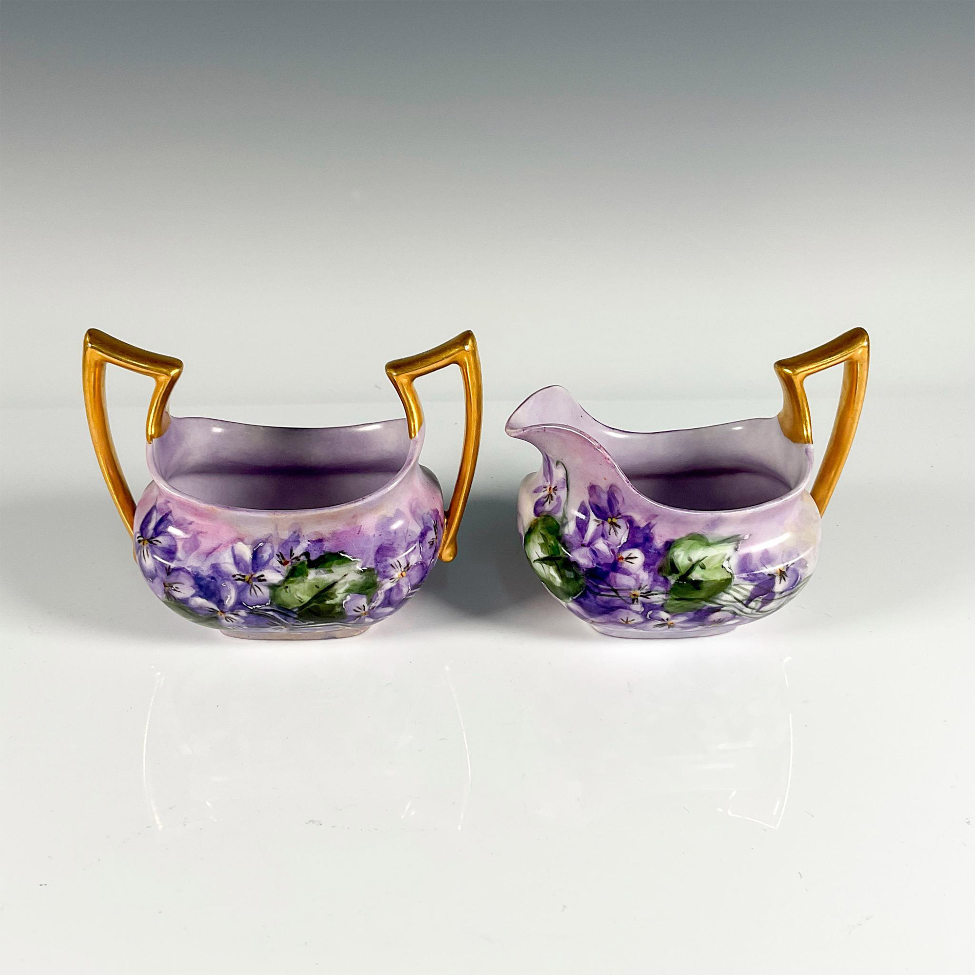 2pc T&V Limoges Porcelain Creamer and Sugar - Image 2 of 3