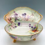 2pc T & V Limoges Porcelain Footed Bowl + Tray