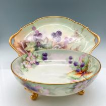 2pc T & V Limoges Porcelain Footed Bowl + Tray