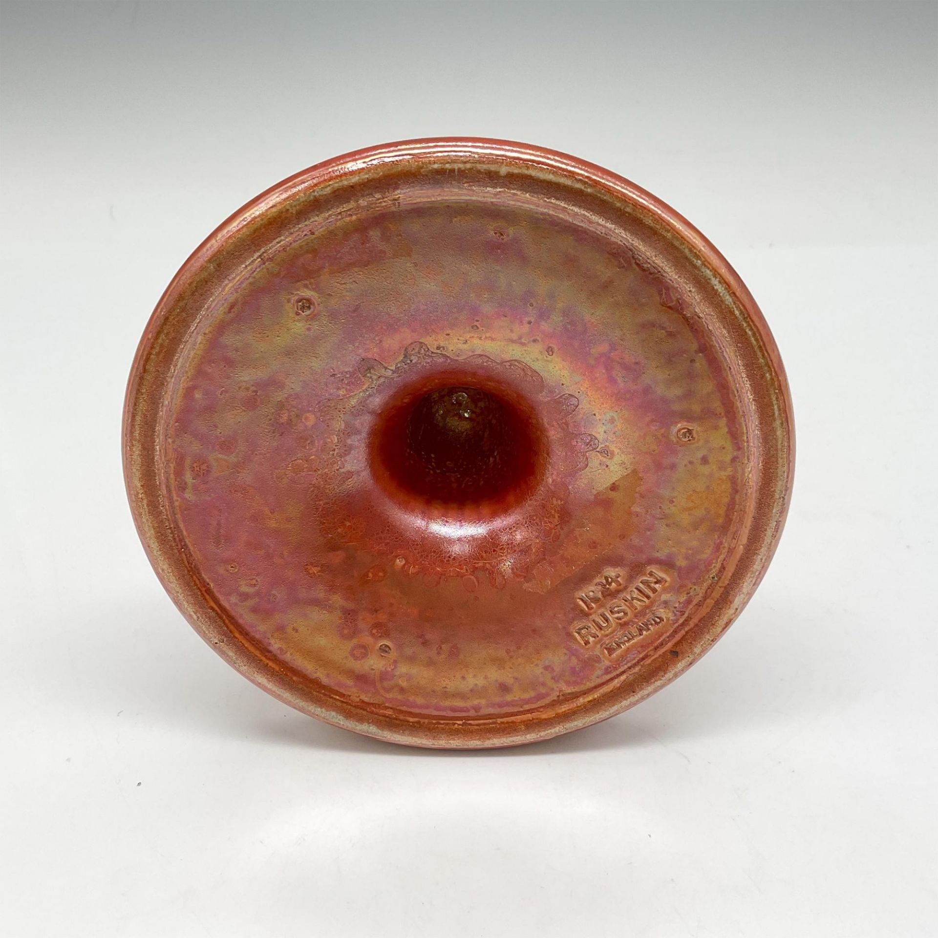 Ruskin Pottery Candle Holder, Orange Lustre - Image 3 of 3