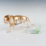 2pc Swarovski Crystal Figurine, Tiger + Plaque