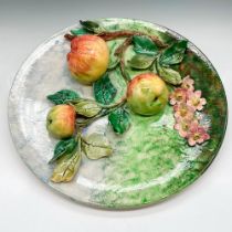 Longchamps Majolica Wall Platter with Applied Floral + Fruit