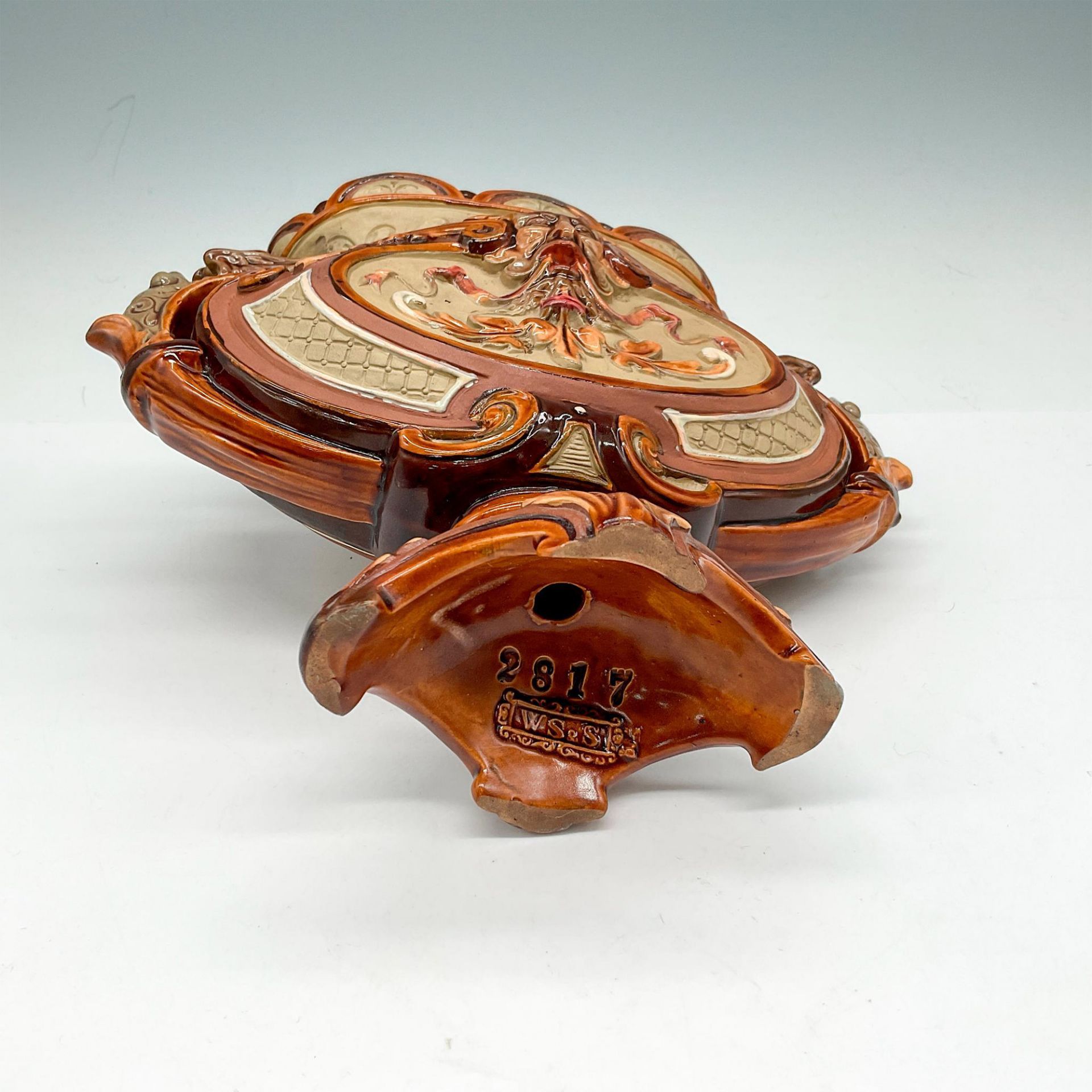 William Schiller & Son Majolica Footed Console Bowl - Image 3 of 3