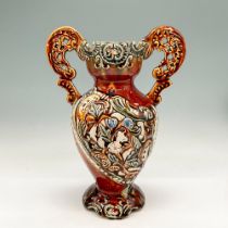 Vintage German Majolica Two Handled Vase