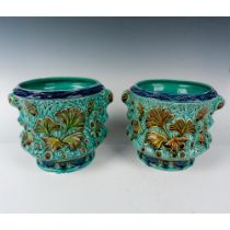 2pc French Majolica Cachepots/Jardinieres