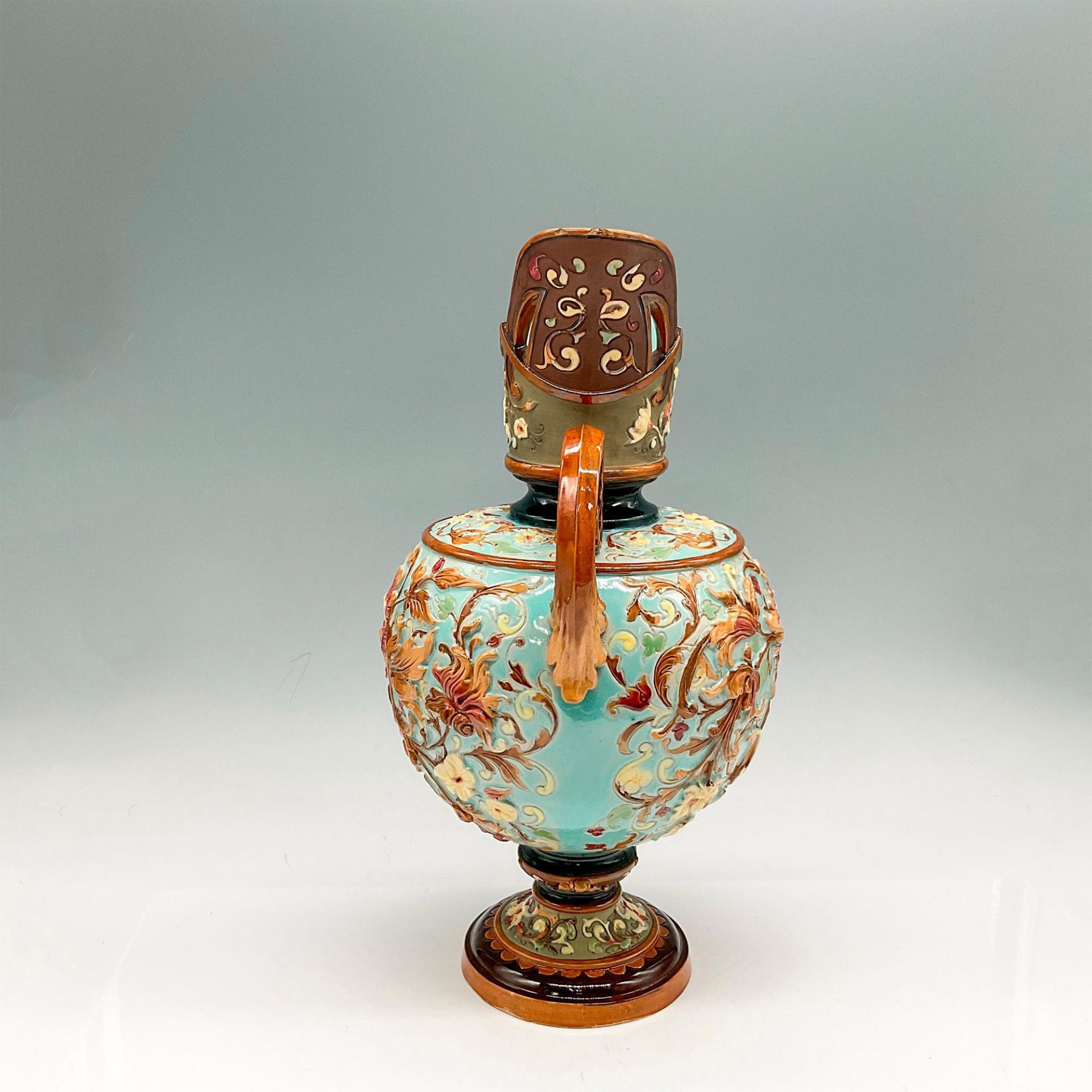 William Schiller & Son Majolica Double Spout Vase - Image 2 of 4