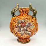 English Majolica Moon Flask Vase with Dragon Handles