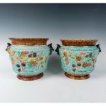 Pair of French Majolica Jardinieres