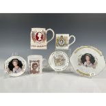 6pc Royal Commemorative Dishes and Mugs, Queen Elizabeth II
