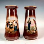 Pair of Anitque Zeh Scherzer and Co Porcelain Harvesting Vases