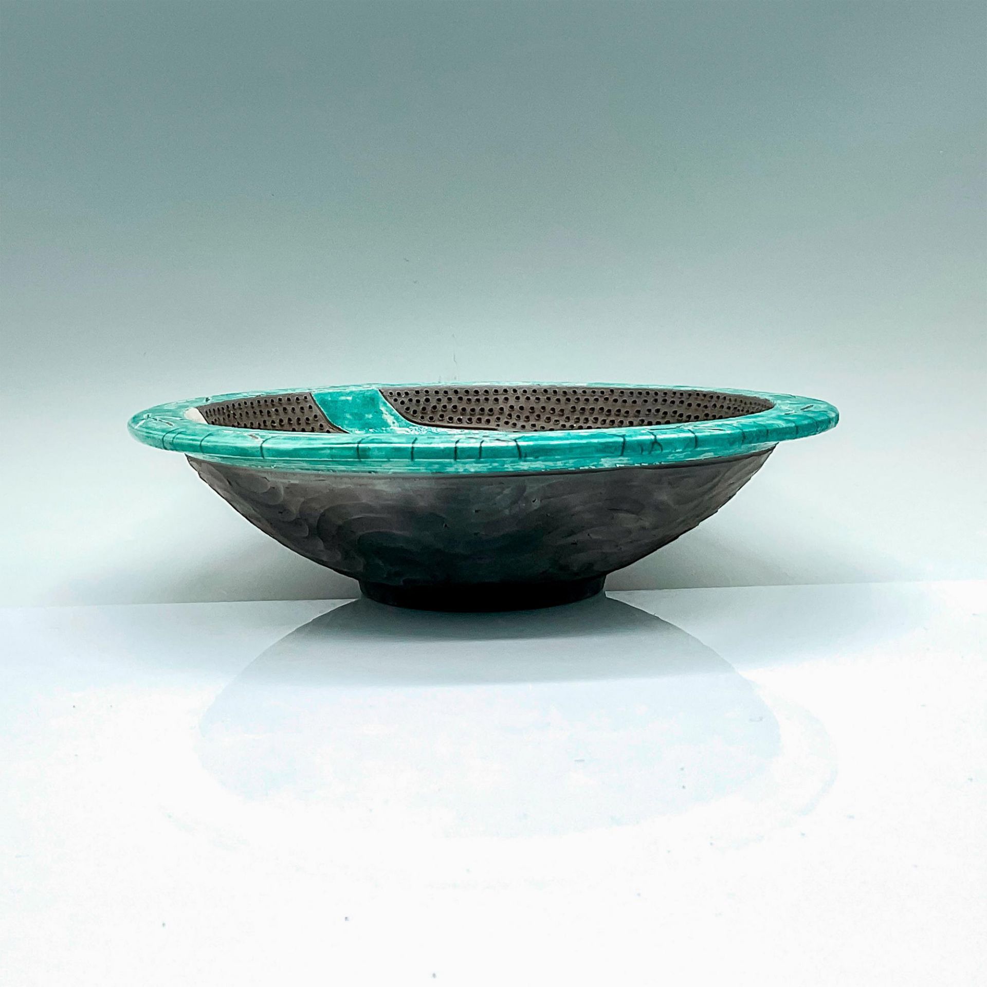 Robin Rodgers Raku Fired Pottery Egret Bowl, Signed - Image 2 of 3