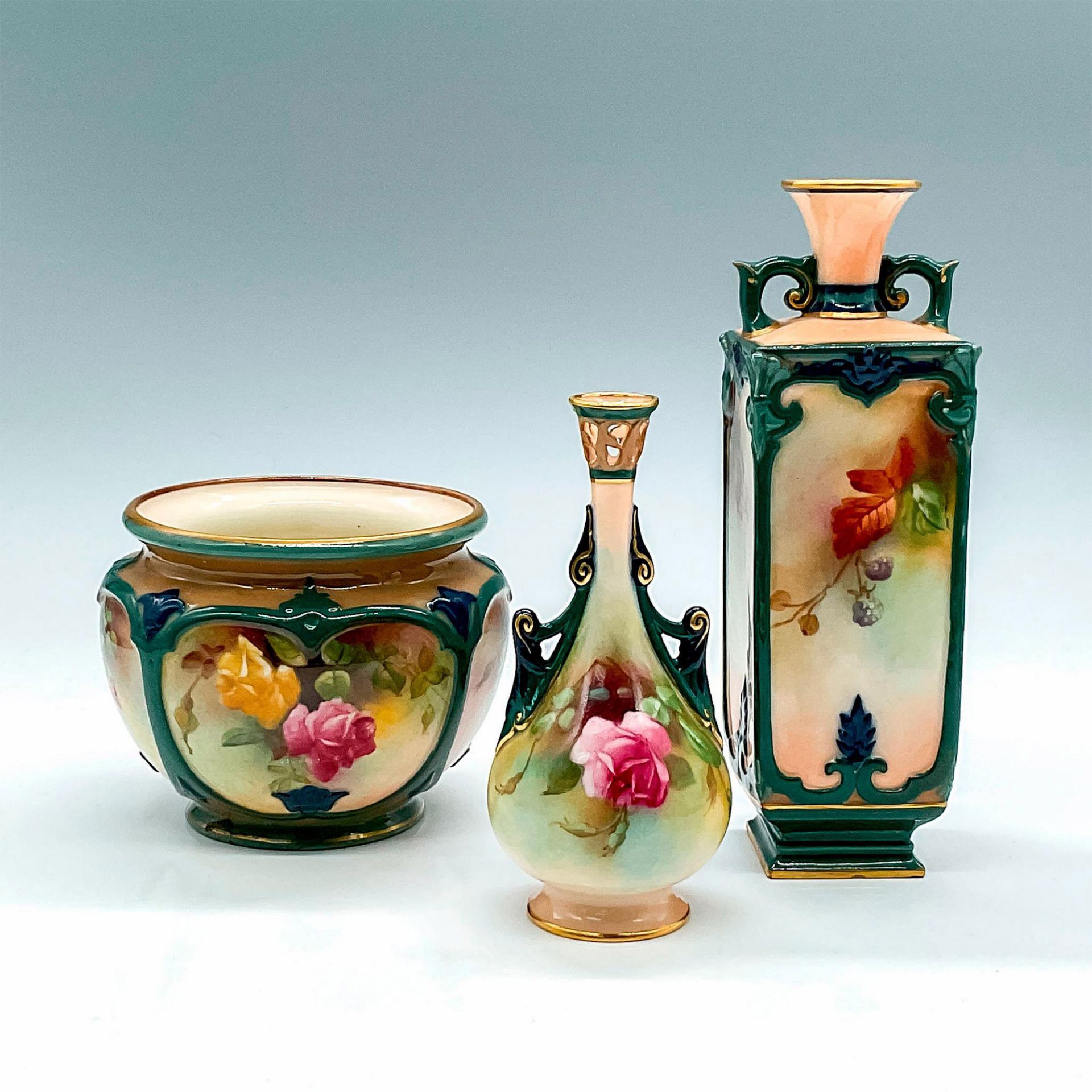 3pc Royal Worcester Porcelain Vases - Bild 2 aus 4