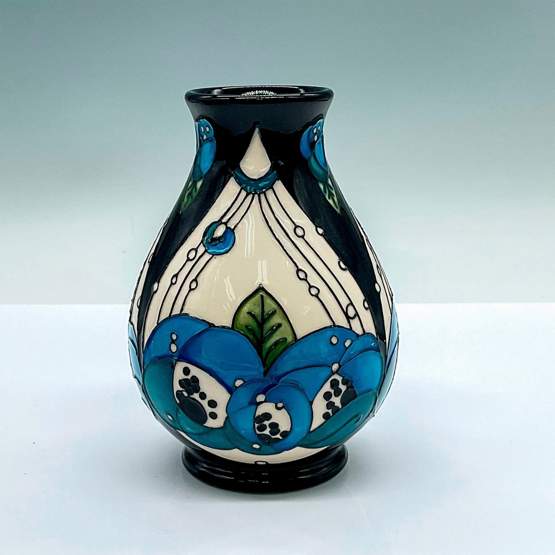 Moorcroft Pottery Rachel Bishop Vase, Rennie Rose Blue