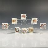 8pc English Porcelain King George and Queen Mary Mugs