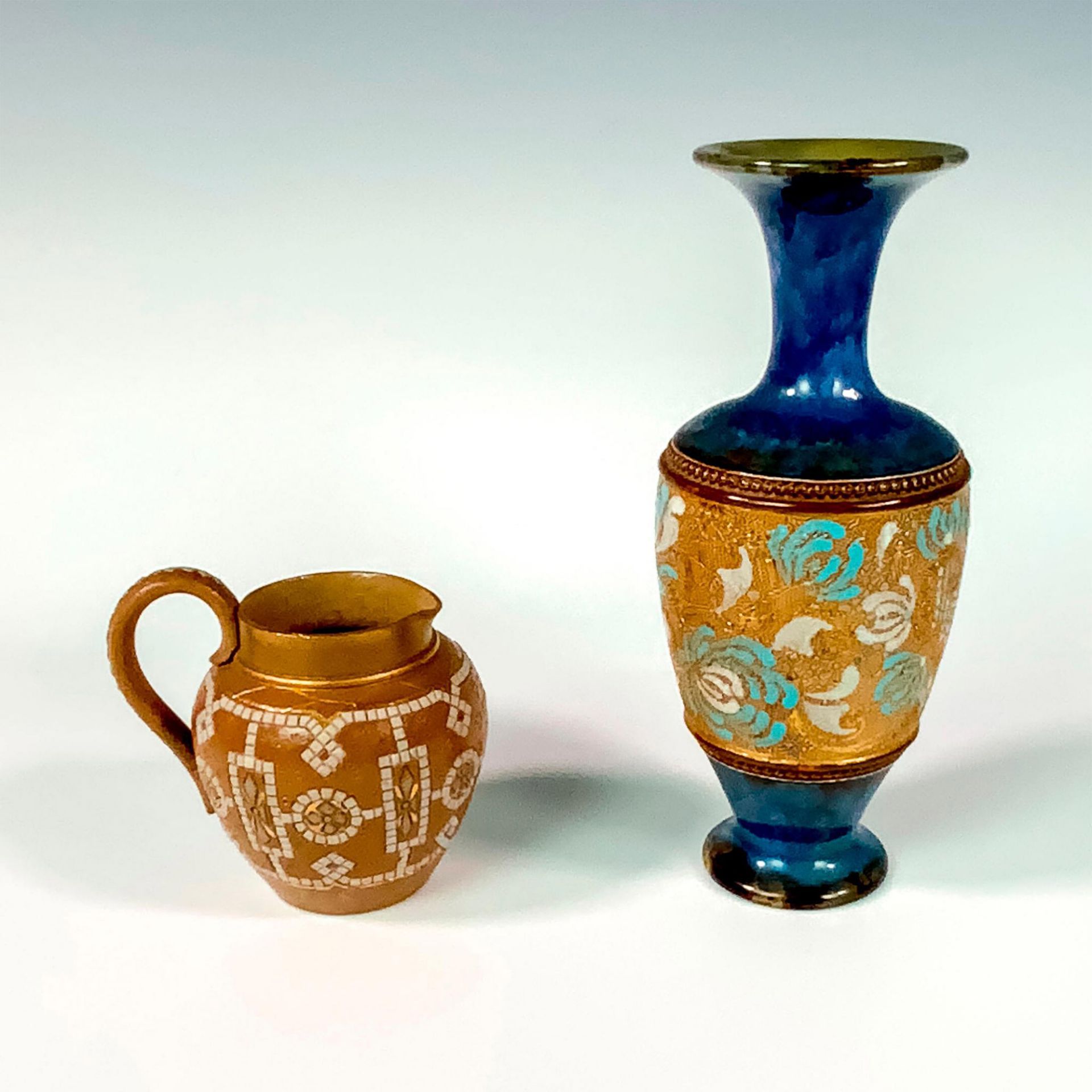 2pc Royal Doulton Stoneware Vase + Creamer - Image 2 of 3