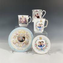 5pc Royal Commemorative Plates, Cups, Andrew and Sarah