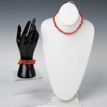 2pc Vintage Red Coral Bracelet & Necklace Set