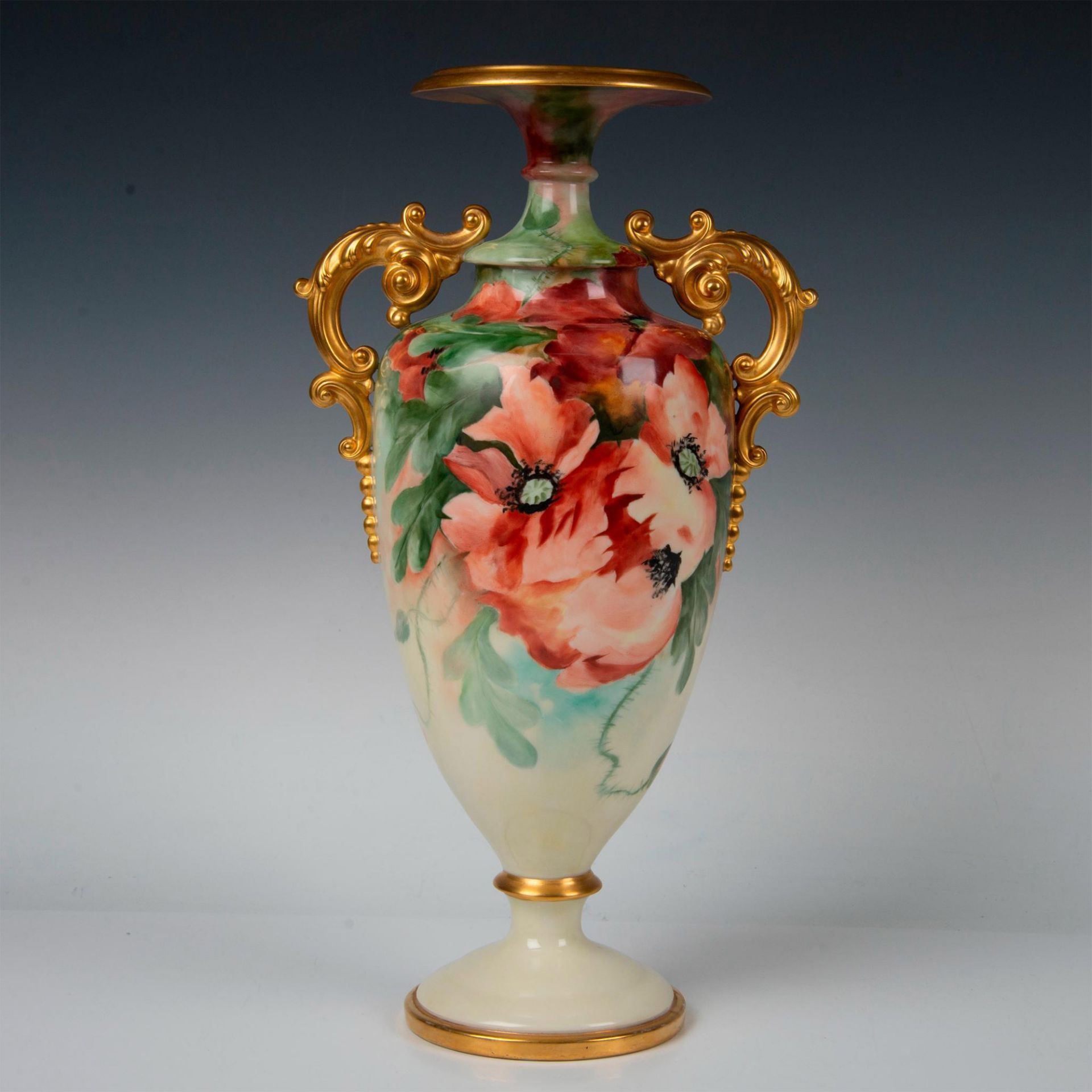 American Belleek Porcelain Hand Painted Poppies Vase - Bild 3 aus 8