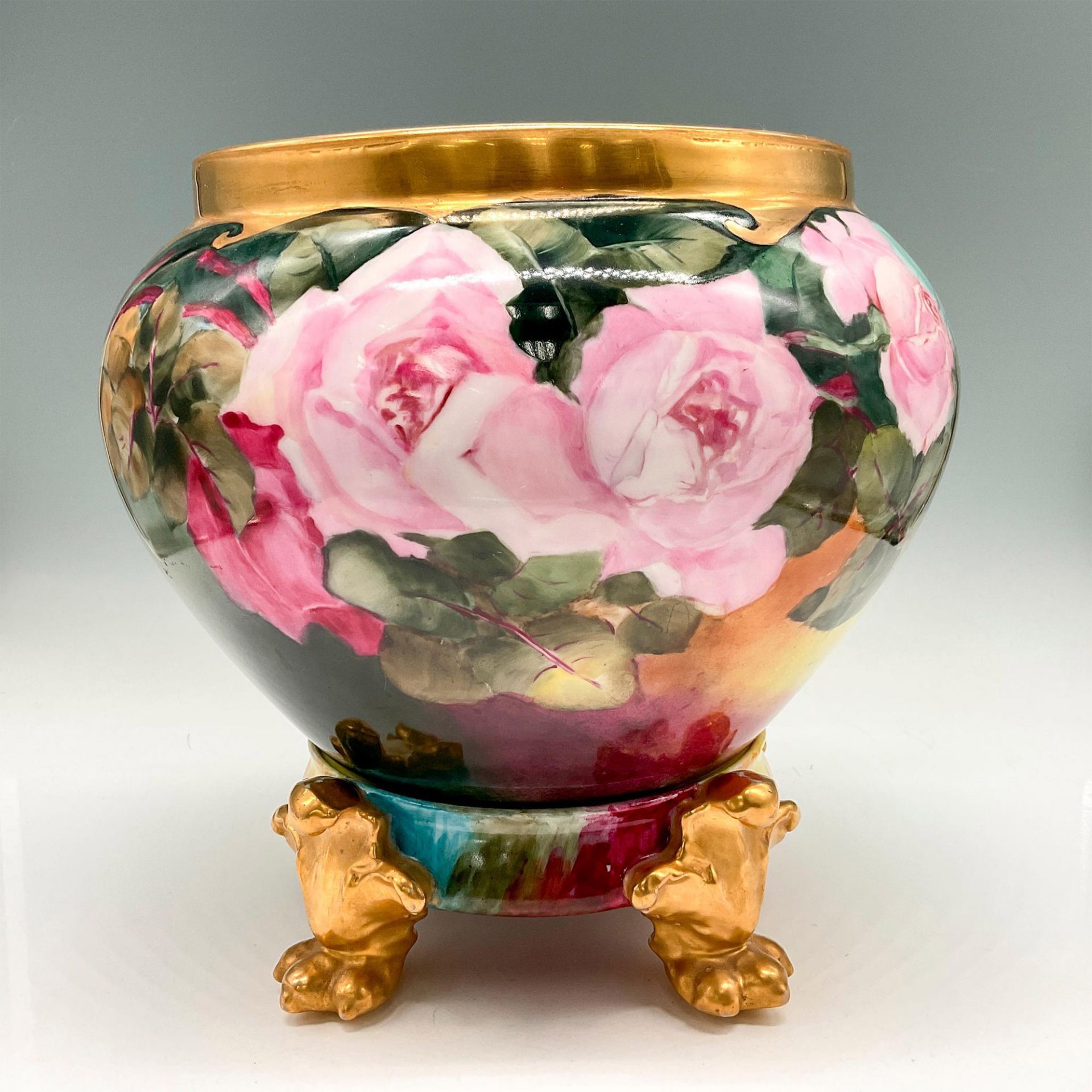 D&C Limoges Porcelain Jardiniere + Stand