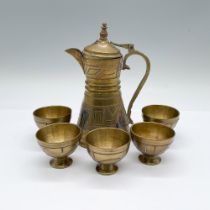 6pc Vintage Brass Turkish Coffee Set