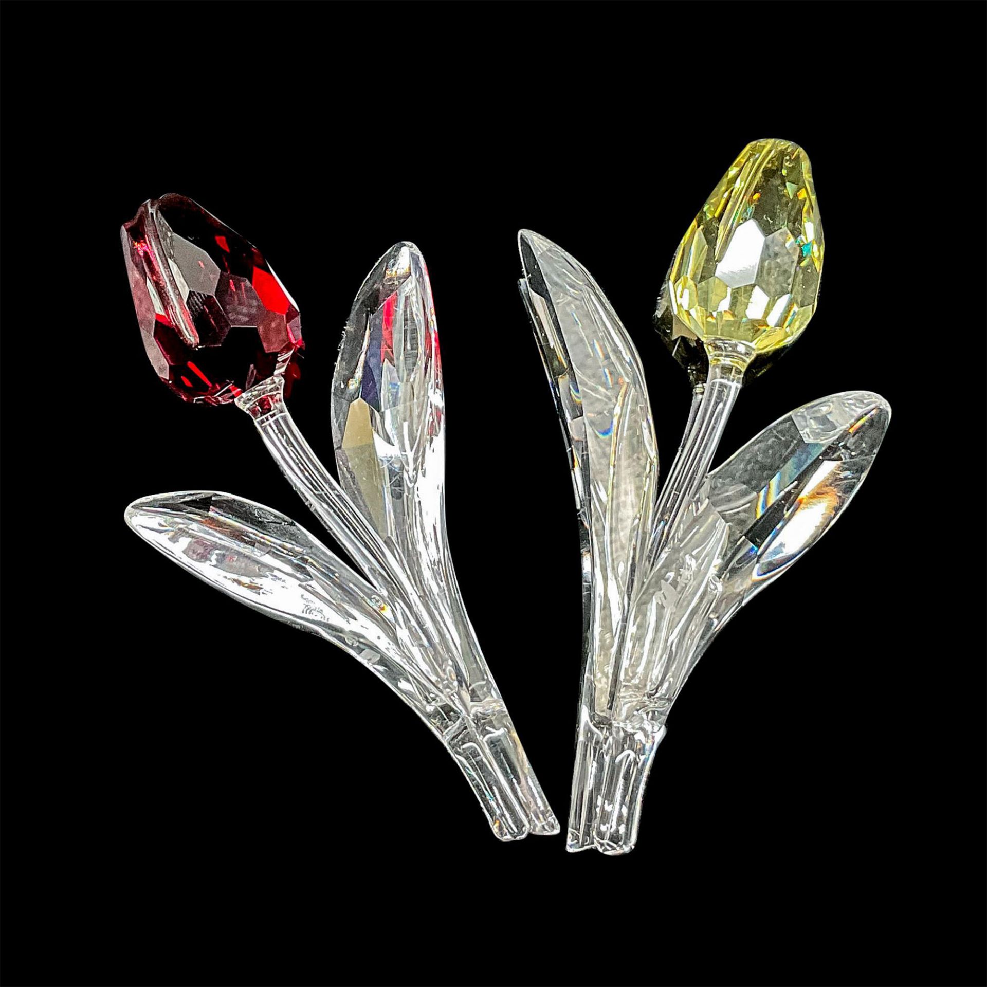 2pc Swarovski Crystal Figurines, Tulips