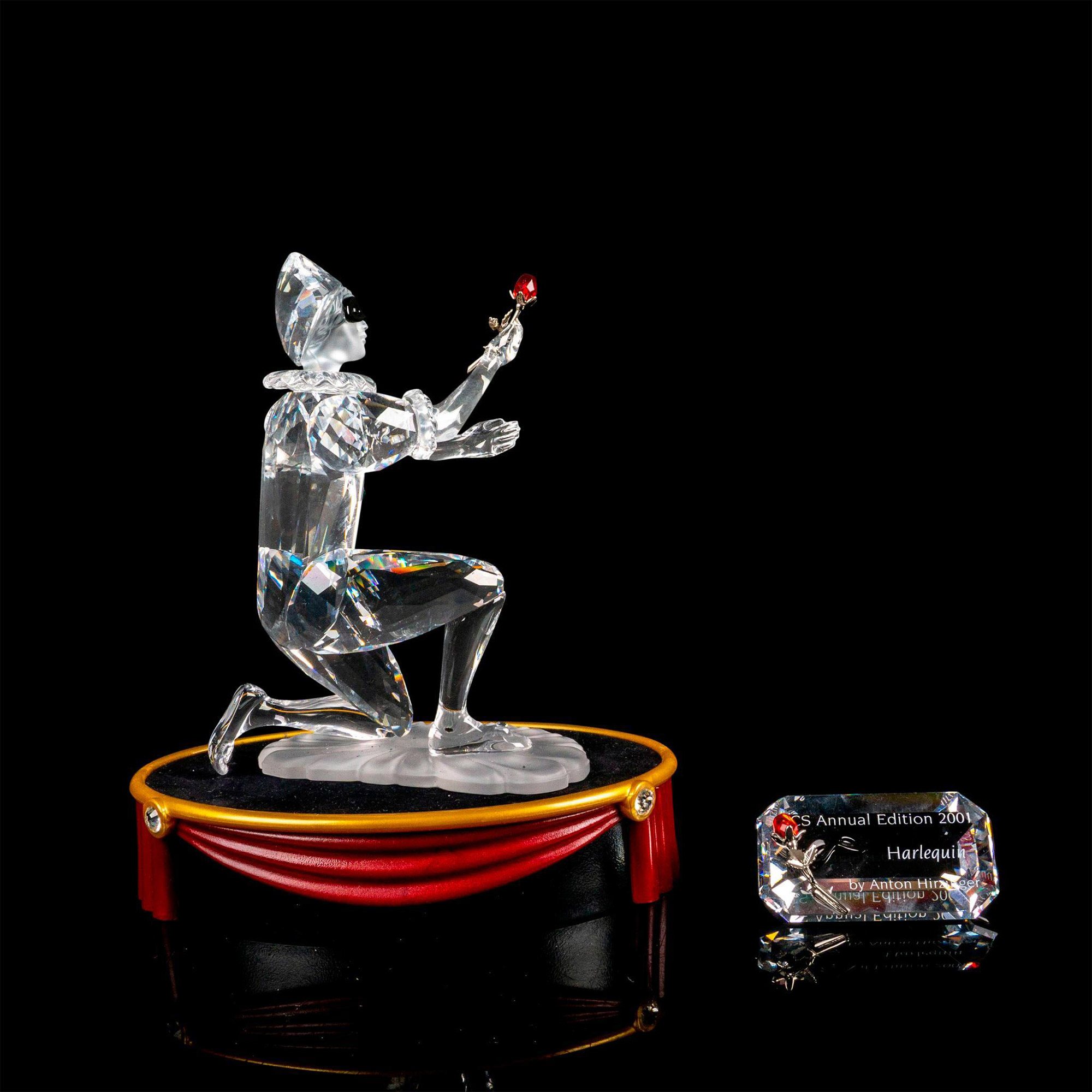 Harlequin Swarovski Crystal Figurine w/ Plaque and Base