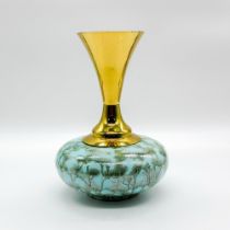 Mid-Century Hand Painted Porcelain Delft Brass Vase