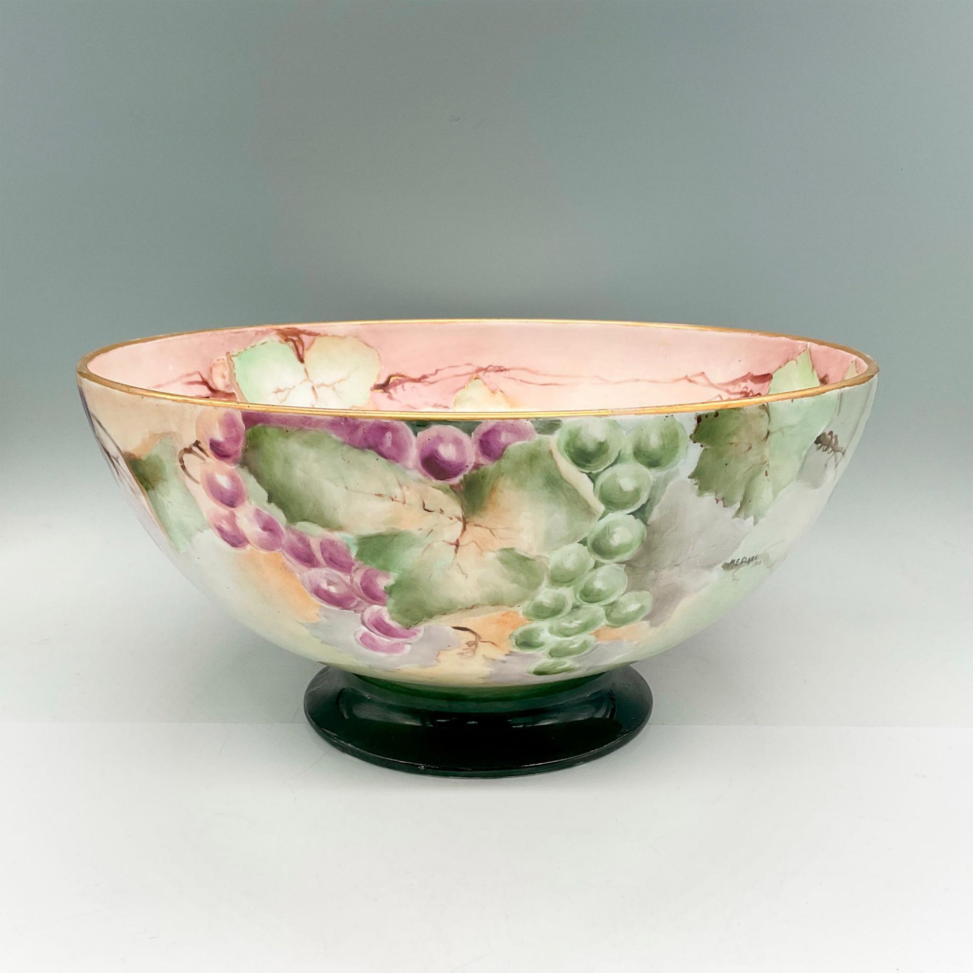 3pc W.G. & Co. Limoges Porcelain Bowl Grapes + 2 Cups - Image 3 of 9