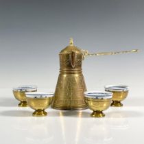 6pc Vintage Brass Turkish Coffee Set