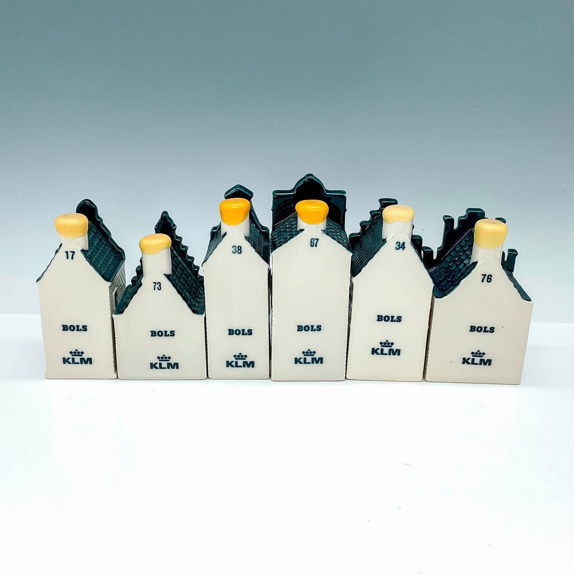 6pc KLM Delft Blue House Gin Bottles, Unopened - Image 2 of 3