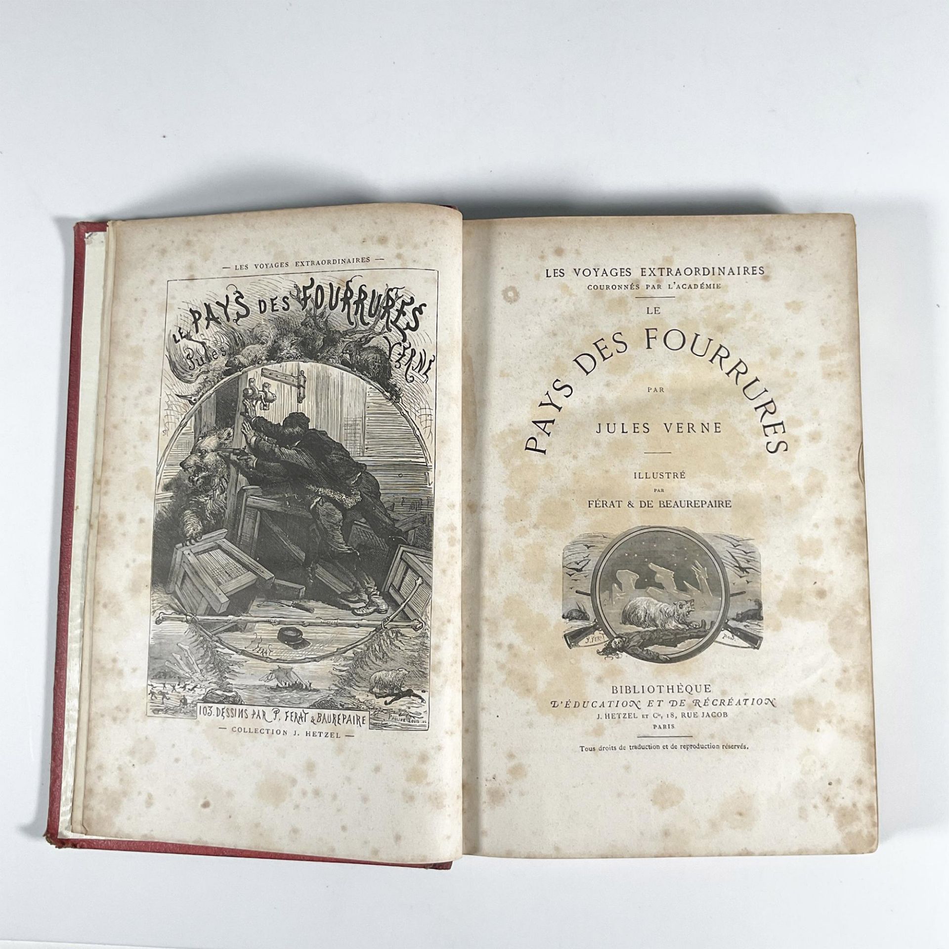 Jules Verne, Le Pays des Fourrures, Aux Harpons, Red Cover - Image 4 of 4