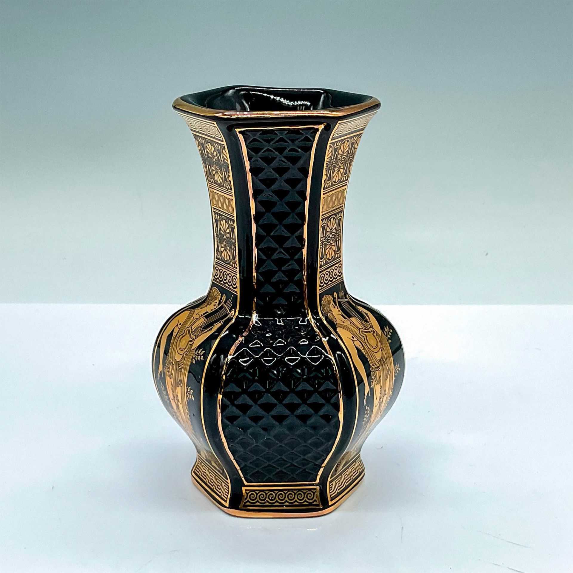 Vintage Lambrou Bros Greek Porcelain 24K Gold Vase - Bild 2 aus 3