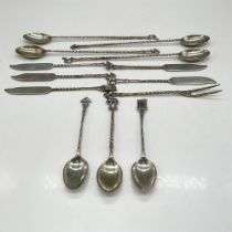 13pc Vintage European Silver Flatware