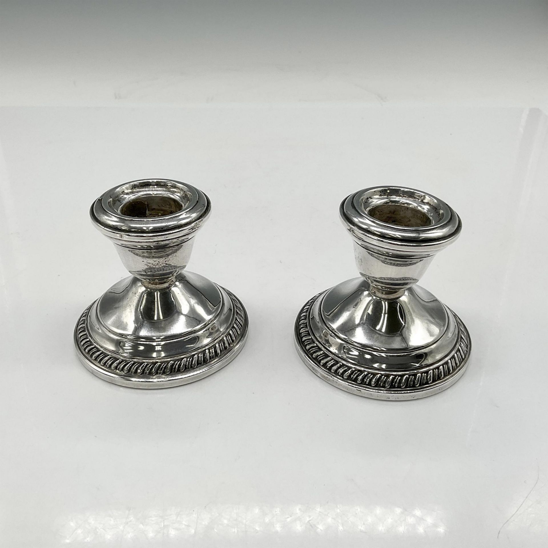 Pair of Crown Weighted Sterling Silver Candle Holders - Image 2 of 3