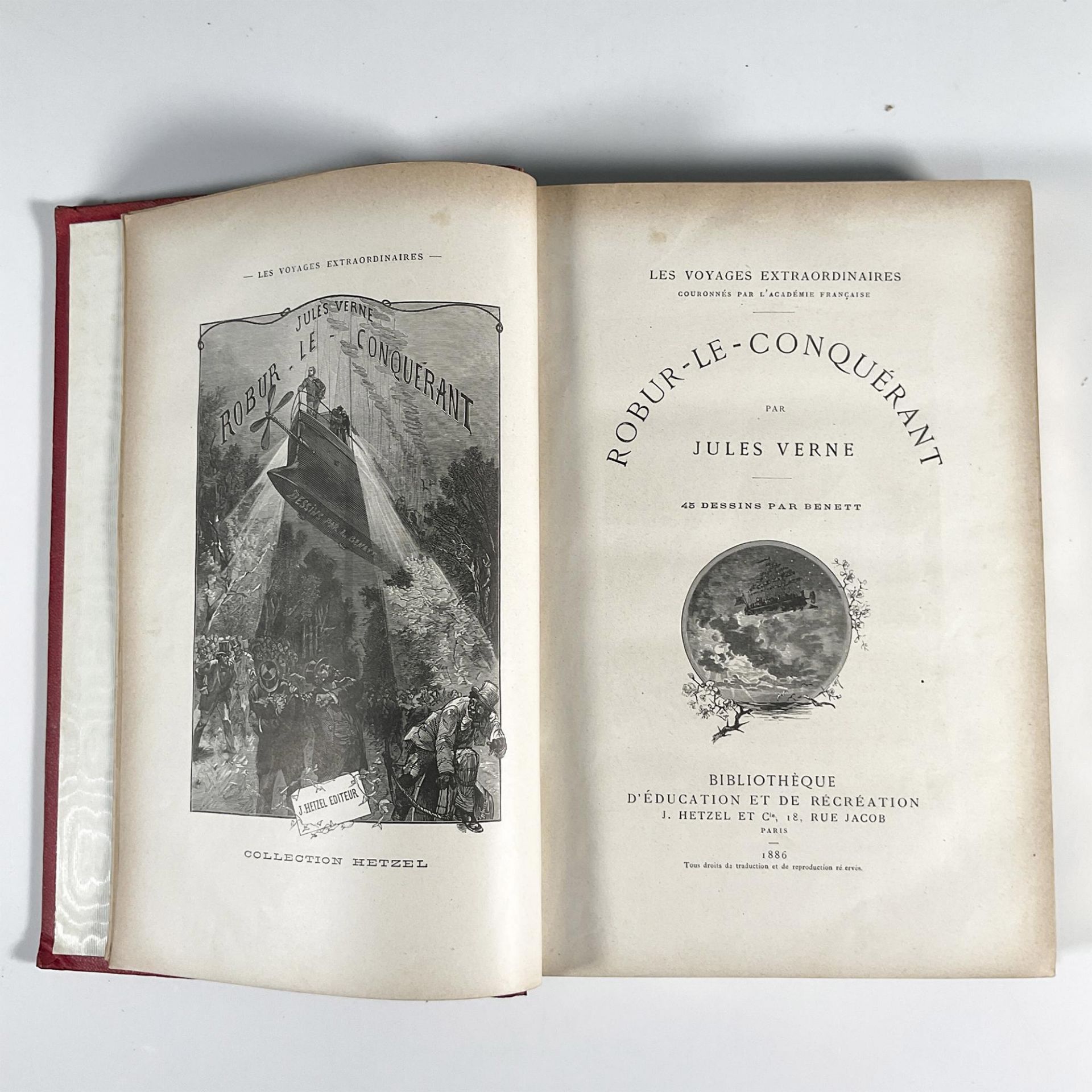 Jules Verne, Robur le Conquerant, Aux Harpons, Red Cover - Image 4 of 4