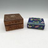 2pc Wooden + Cloisonne Keepsake Boxes