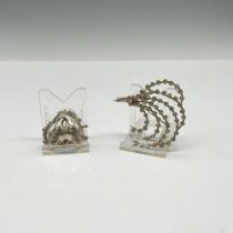 2pc Rhinestone + Denmark Silver Brooches