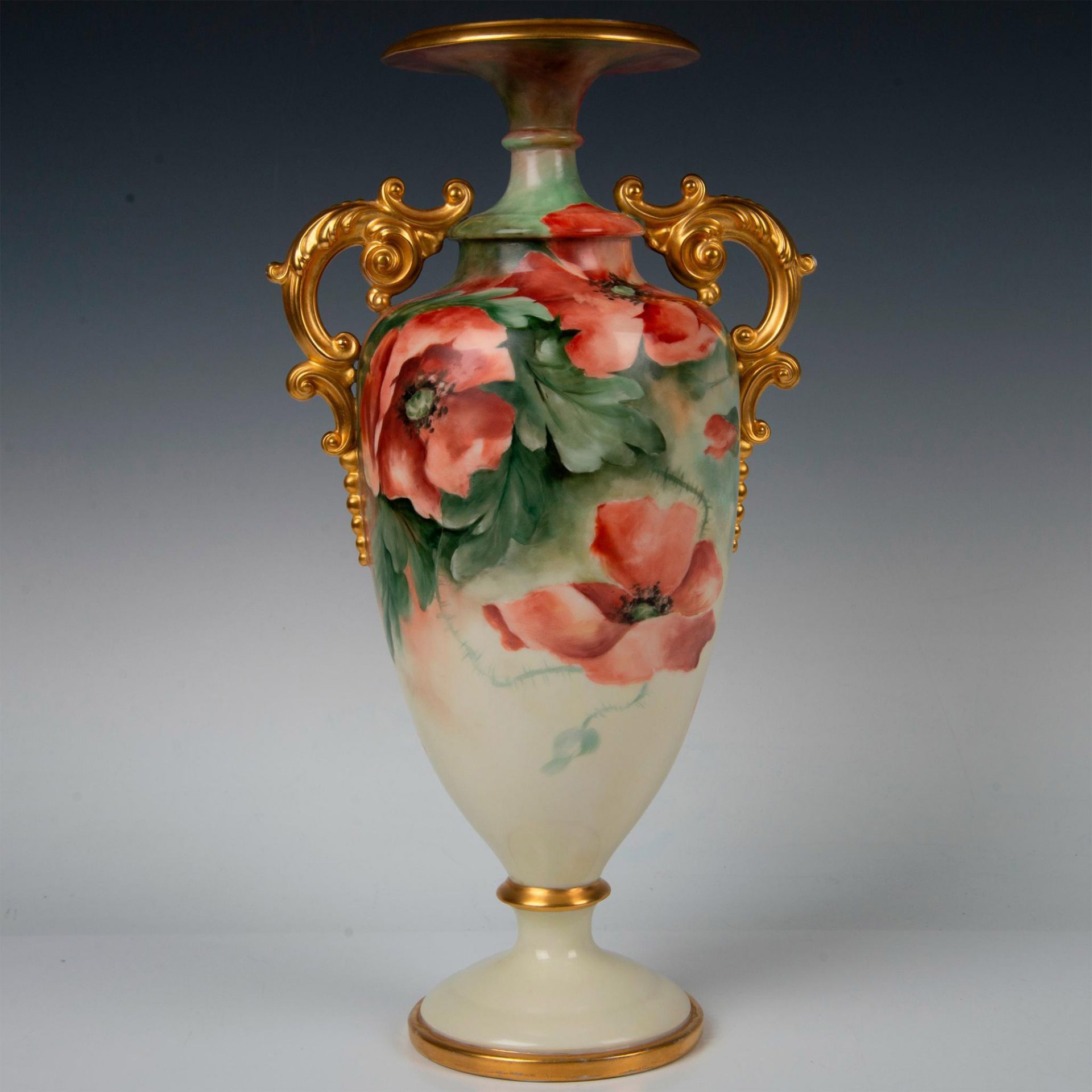 American Belleek Porcelain Hand Painted Poppies Vase - Bild 4 aus 8