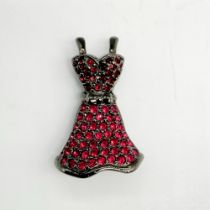 Swarovski Crystal Red Dress Brooch Pin