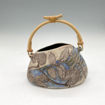 Tenmoku Studio Art Pottery Basket Vase