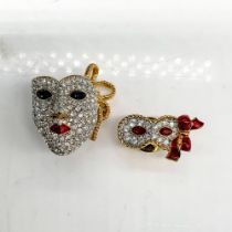 2pc Beautiful Swarovski Mask Pins