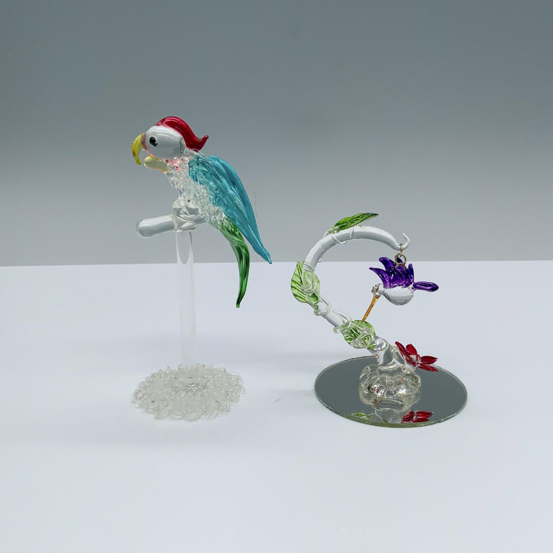 2pc Colorful Hand-Blown Glass Bird Figurines - Bild 2 aus 3