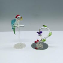 2pc Colorful Hand-Blown Glass Bird Figurines