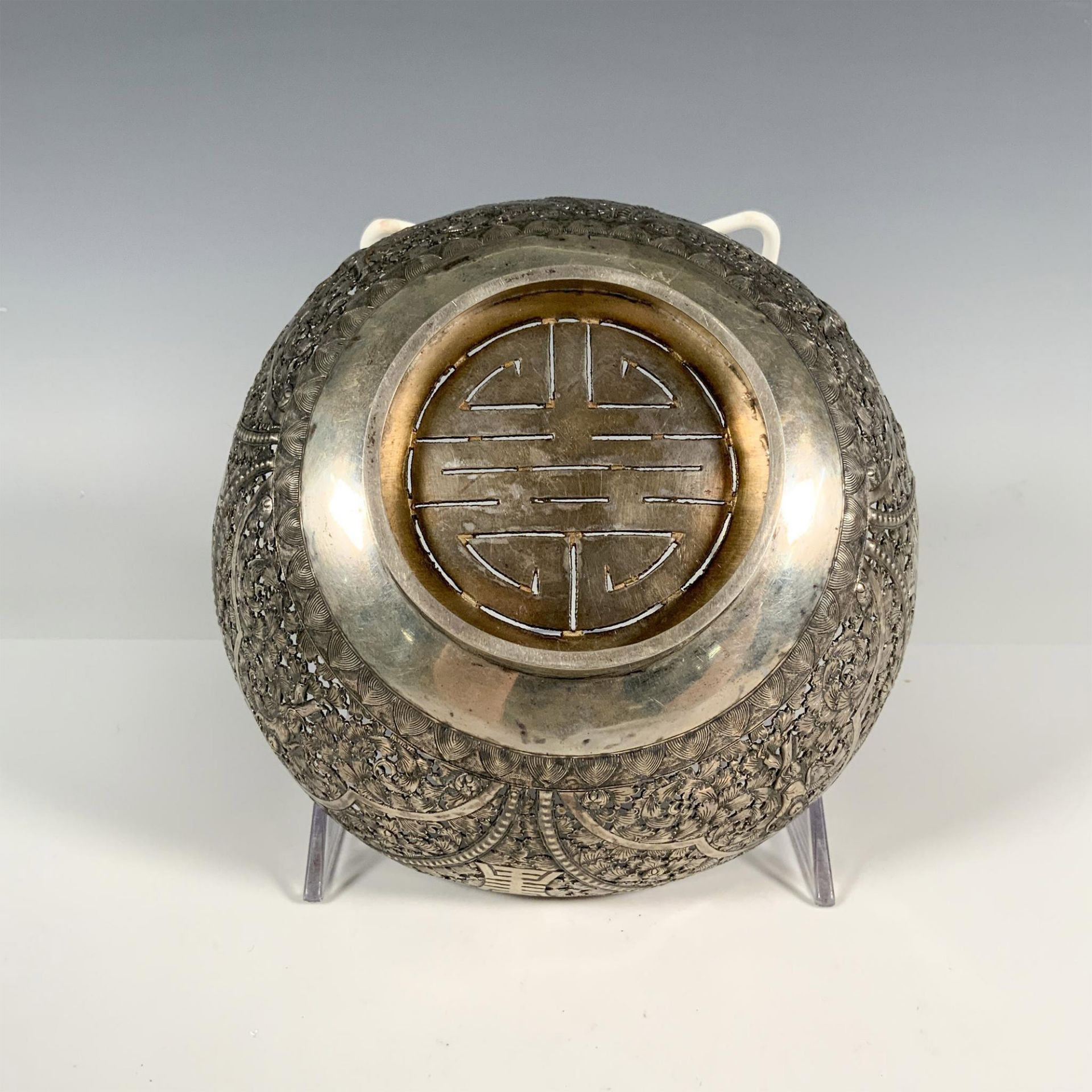 Vietnamese Reticulated Silver Siam Dancers Bowl - Image 3 of 3