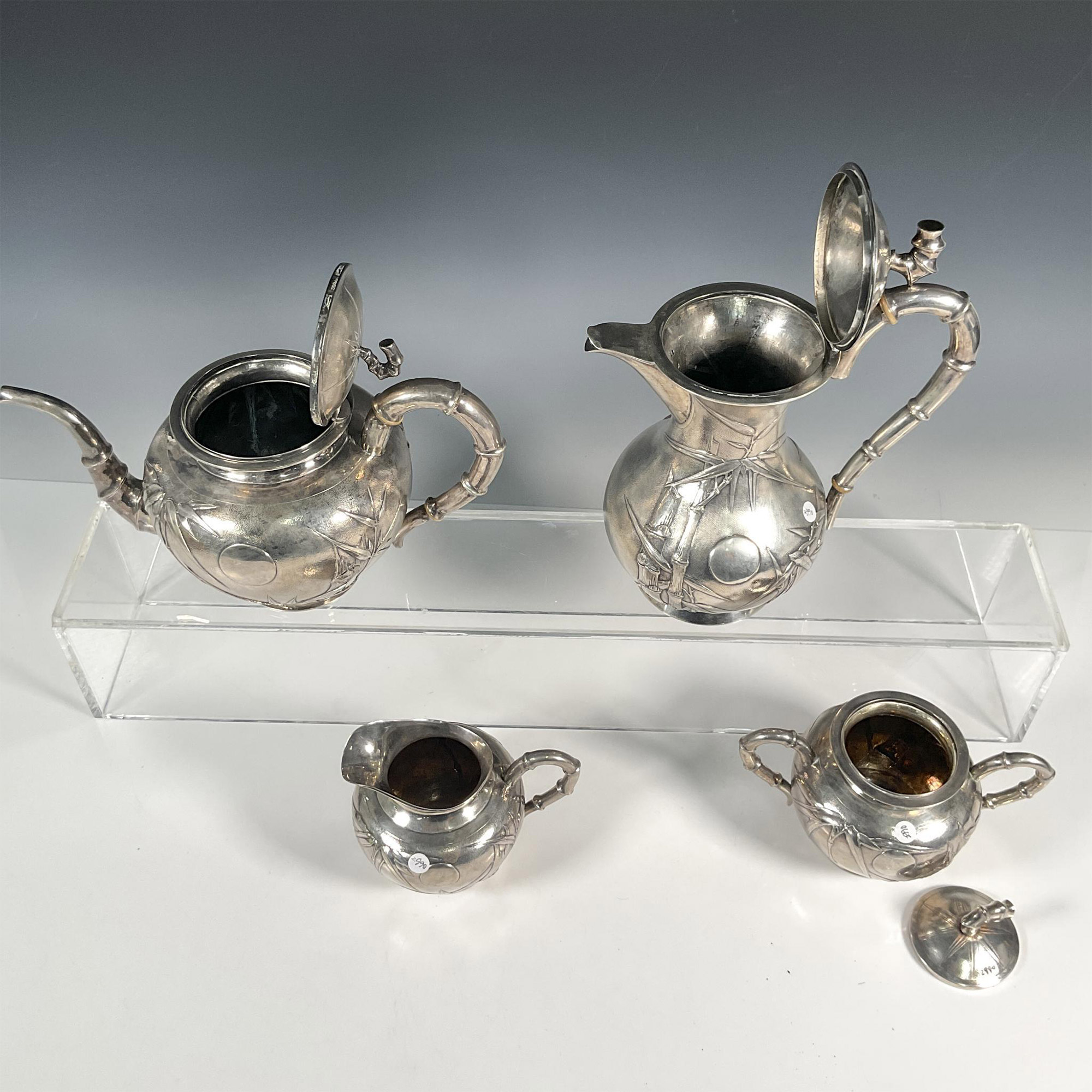 4pc Chinese Export Silver Tea and Coffee Service Set - Image 4 of 8