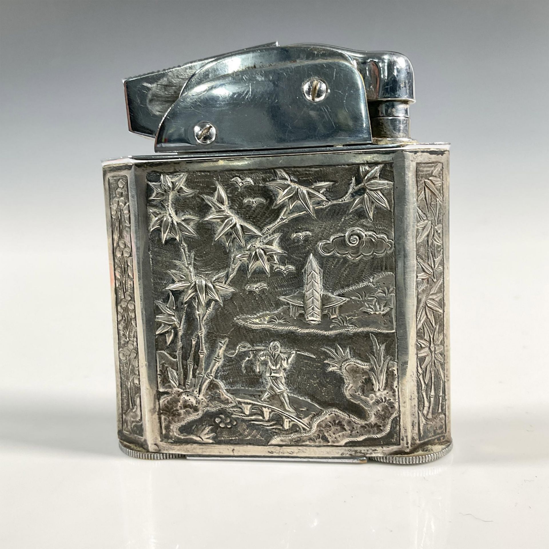 Chinese Silver Lighter with Villagers Scene - Image 3 of 3