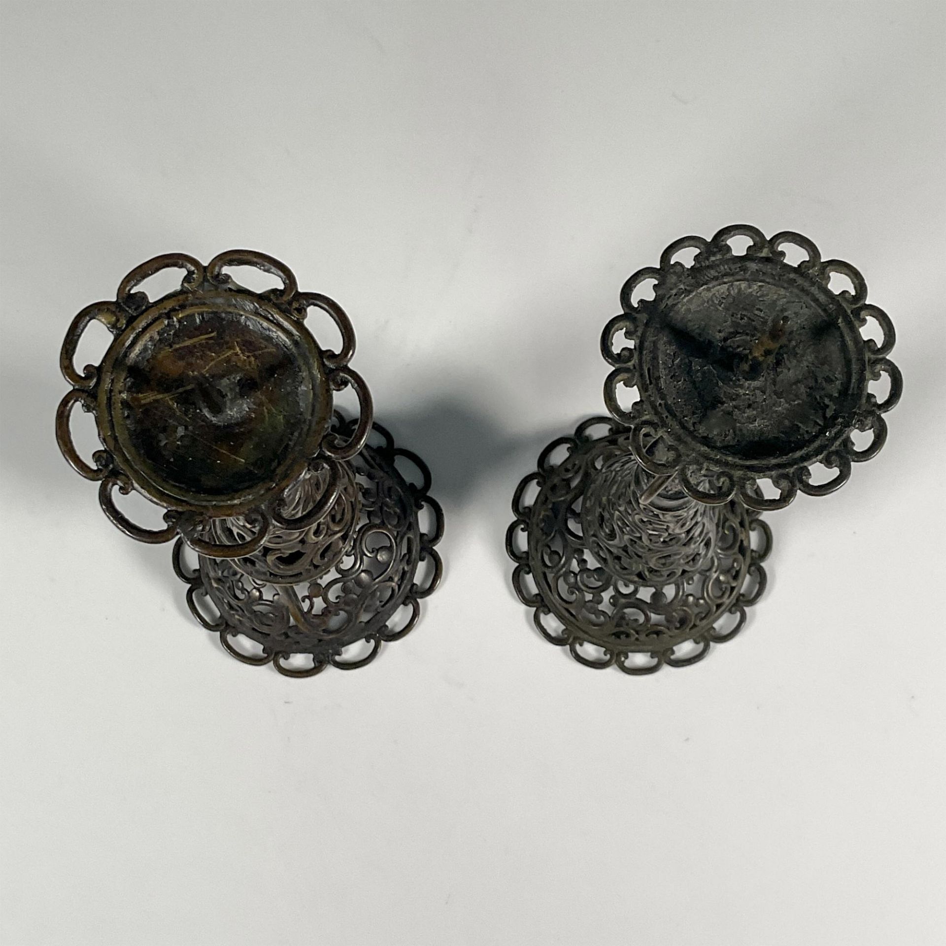 Pair of Antique Asian Bronze Candlestick Holders - Bild 4 aus 4